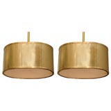 Pair of alabaster and brass hanging lights
