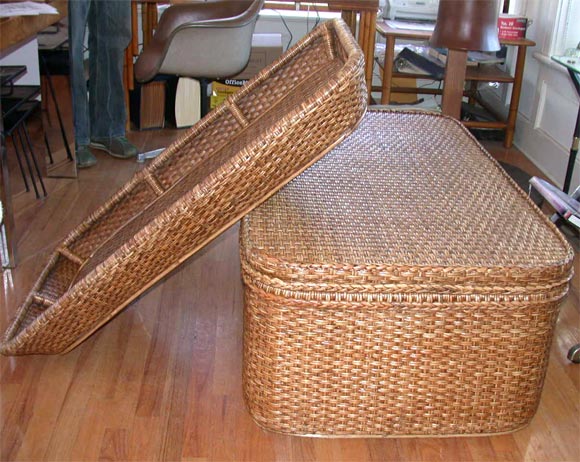 Rattan Coffee Table with Storage and Tray 2