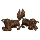 Antique Pair of Bronze Foo Dogs