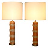 Pair of Wallpaper Roll Lamps