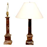 Pair of marble column lamps Pair of marble column lamps