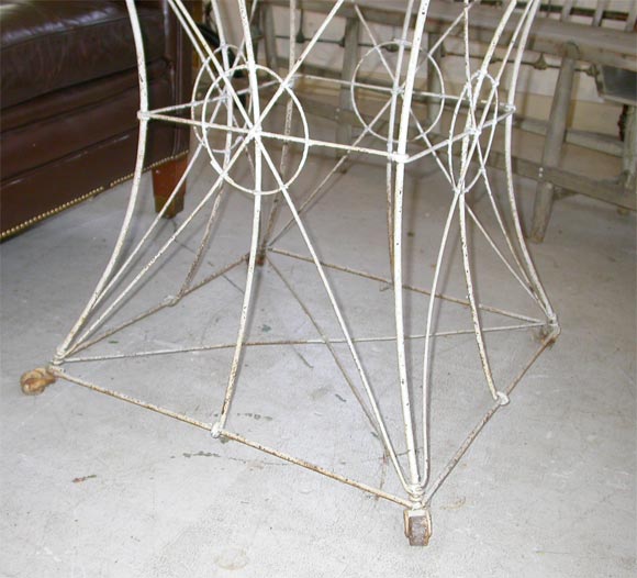 Charming Wire Two Tiered Plant Stand in Original White Paint
