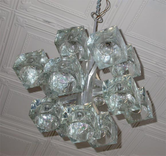 Brushed Aluminum Lightolier Chandelier