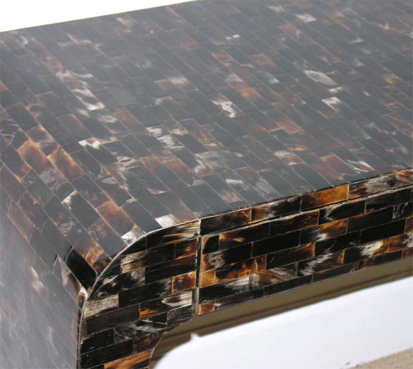 American A Maitland Smith Tessellated Horn Waterfall Console.