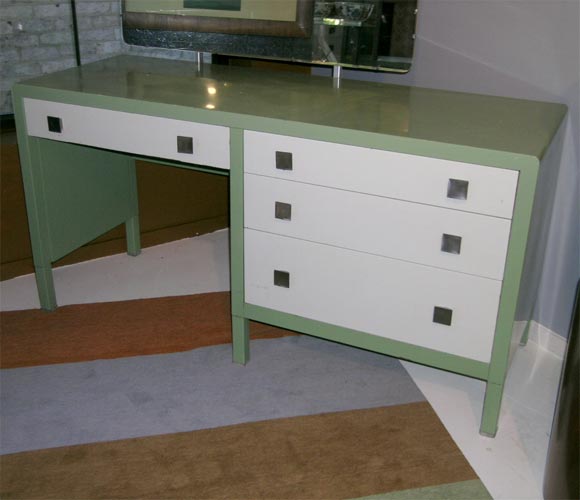 Norman Bel Geddes for Simmons Enameled Metal Desk/Vanity For Sale 1