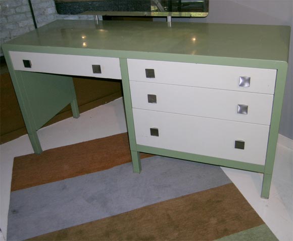 Norman Bel Geddes for Simmons Enameled Metal Desk/Vanity For Sale 3