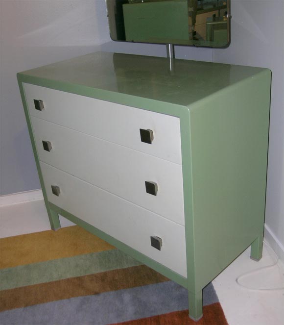 Metal Norman Bel Geddes for Simmons Dresser with Mirror For Sale