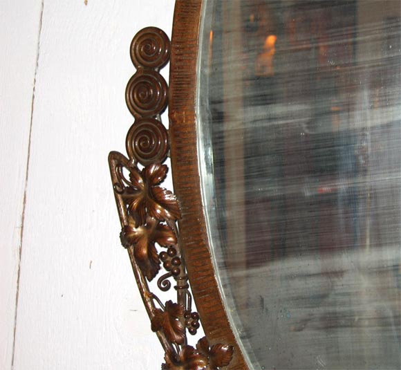 French Art Déco Oval Mirror Attributed to Paul Kiss