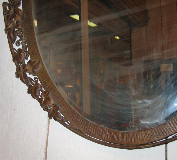 Art Déco Oval Mirror Attributed to Paul Kiss In Good Condition In Bois-Colombes, FR