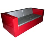 Red Laquer Wooden Sofa Circa 1970's