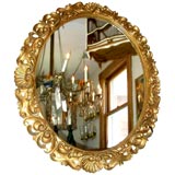 Vintage Carved Oval Giltwood Frame Mirror