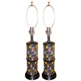 Pair of Multi-Colored Glass Lamps