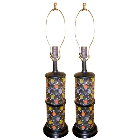 Pair of Multi-Colored Glass Lamps