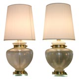 Vintage A Pair of Italian Urn Shaped Lamps, pulegoso glass
