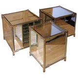 #3331 Group of Three Mirrored Square Side Tables