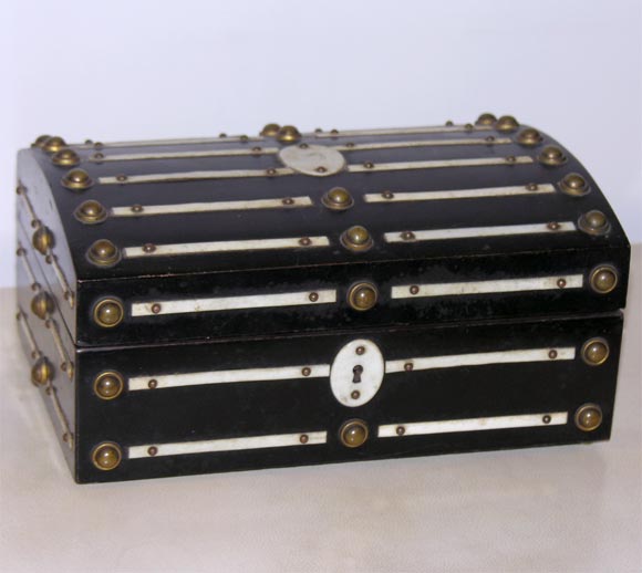 #3051Ebonized Wood & Bone Box