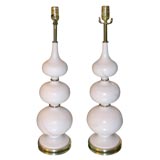 Modern form Pottery Lamps in Descending Globes