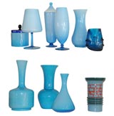 Assorted Cased Glass and 1 Ceramic in Blues