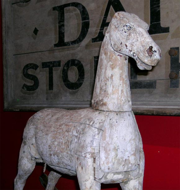 Sculptural Folk Art Rocking Horse in Original Chalk White Surface In Good Condition In Greenwich, CT