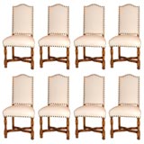 set of 8   French oak dining chairs