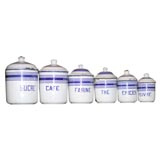Antique Set of  French Enamel Canisters