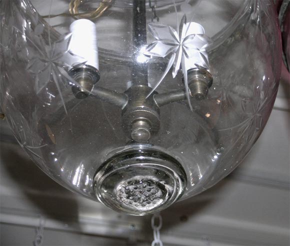 10"diameter butterfly etched antique belljar lantern