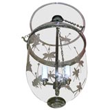 10"diameter butterfly etched antique belljar lantern