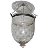 8" diameter crisscross star etched belljar lantern