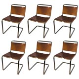 Vintage set of six crome and leather chairs by Marcel Brauer for Thonet