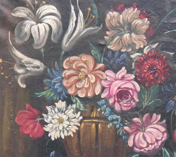 Italian Pair of Floral Still Lifes For Sale