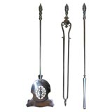 Antique Rare 18th C English Formal Set of Three Firetools