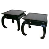 PAIR OF BLACK LAQUERED ORIENTAL SIDE TABLES