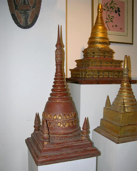 Wood Burmese and Thai Stupa Models.
