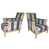 French Upholstered Arm Chairs