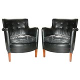 Frits Henningsen Black Leather Easy Chair