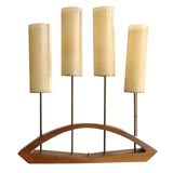 Retro Wood and fiberglass shades table lamp