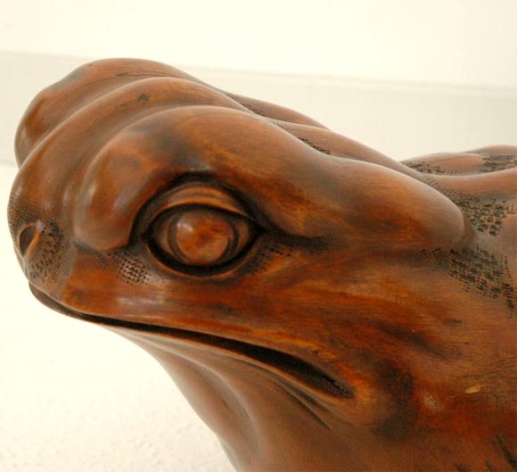 Mid-20th Century A Carved Wood Toad from the Deutsch Estate