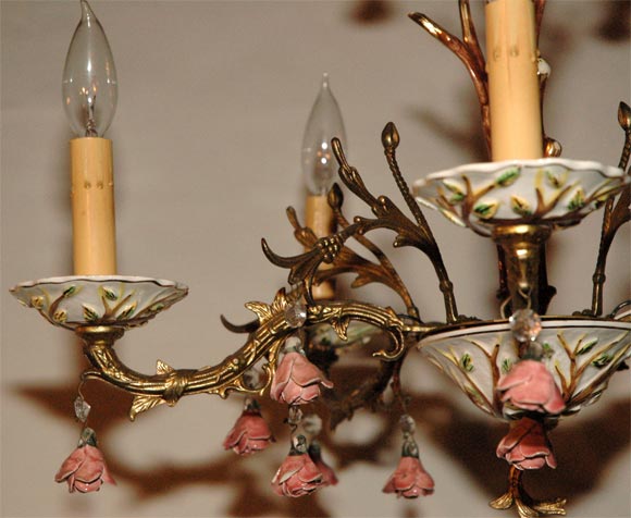 French Chandelier with Porcelain Flowers