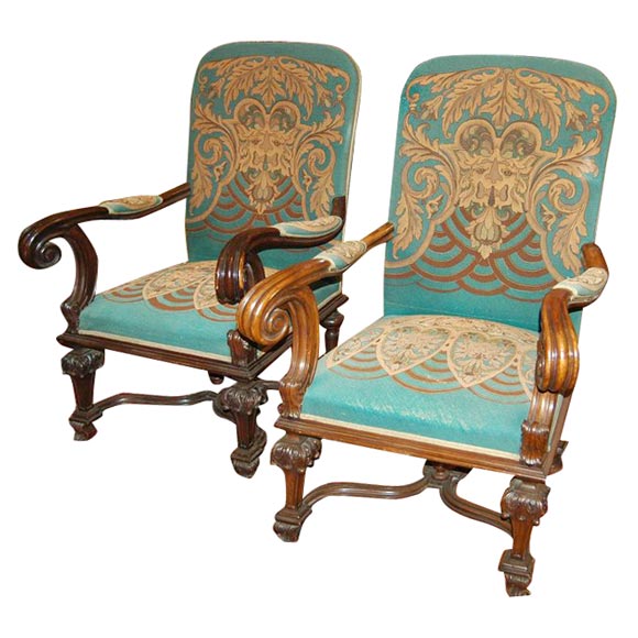 Pair of Italian Large Armchairs