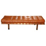 Tufted leather Museum Bench with patinated bases