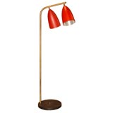 Used Greta Grossman Brass Double Cone Floor Lamp, Ralph O. Smith.