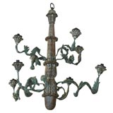 PAINTED TOLE AND BOIS DORE CHANDELIER