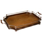 Oak and Mahogany Silver Plated Tray