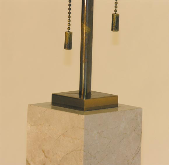 Brass American Marble Table Lamps by T.H. Robsjohn-Gibbings for Hansen, NYC For Sale