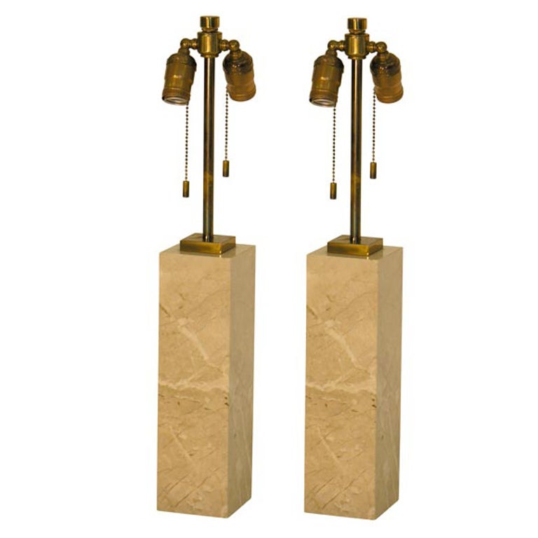American Marble Table Lamps by T.H. RobsjohnGibbings for Hansen, NYC For Sale at 1stDibs
