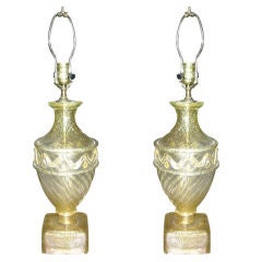 Pair of Barovier Murano Venetian glass Lamps