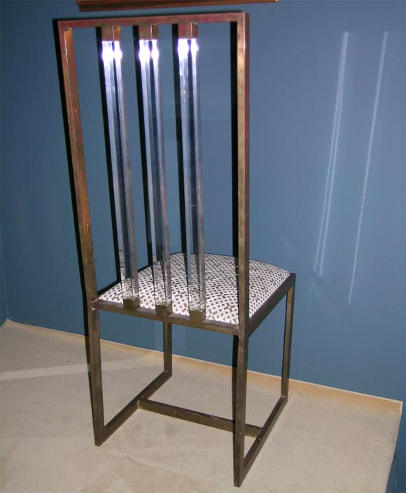 French Set of Four Bronze and Lucite Side Chairs by Paco Rabanne For Sale