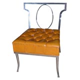 Nickel Frame and Leather Occasional Chair by Billy Haines