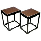 Pair of Black Lacquered End Tables With Gold Leaf Top by Jansen