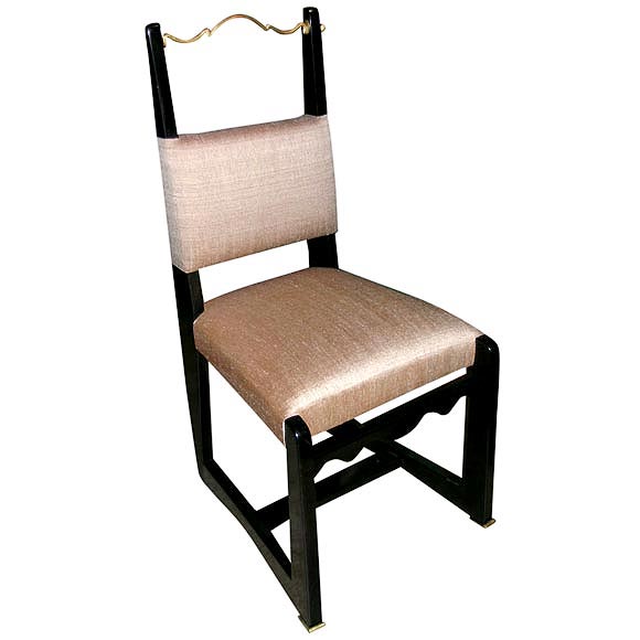 Set of 6 Unusual Side Chairs With Top Metal Rail For Sale